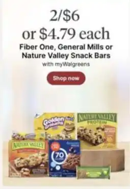 Walgreens Fiber One, General Mills or Nature Valley Snack Bars offer