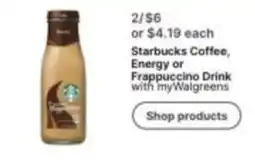 Walgreens Starbucks Coffee, Energy or Frappuccino Drink offer