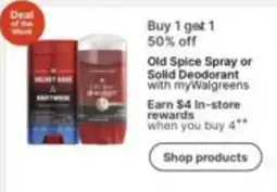 Walgreens Old Spice Spray or Solid Deodorant offer