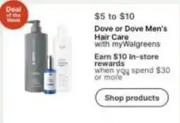 Walgreens Dove or Dove Men's Hair Care offer
