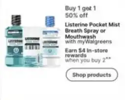 Walgreens Listerine Pocket Mist Breath Spray or Mouthwash offer