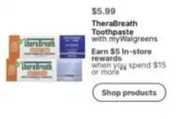 Walgreens TheraBreath toothpaste with myWalgreens offer