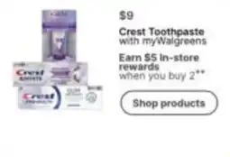 Walgreens Crest toothpaste offer