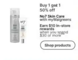 Walgreens No7 Skin Care offer