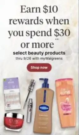 Walgreens Select beauty products offer