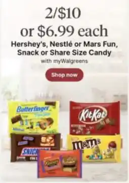 Walgreens Hershey's, Nestlé or Mars Fun, Snack or Share Size Candy offer