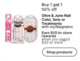 Walgreens Olive & June Nail Color, Sets or Treatments offer