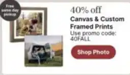 Walgreens Canvas & Custom Framed Prints offer