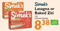 Festival Foods Simek's Lasagna or Baked Ziti offer