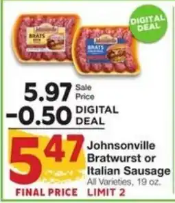 Amigos United Johnsonville Bratwurst or Italian Sausage offer