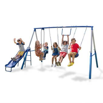 Walmart Sportspower Arcadia Metal Swing Set with 5ft Slide, Trapeze, 2 Person Glider Swing offer