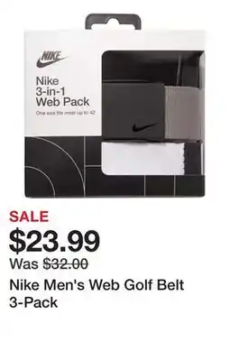Dick's Sporting Goods Nike Men's Web Golf Belt 3-Pack offer