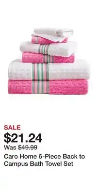 Kohl's Caro Home 6-Piece Back to Campus Bath Towel Set offer