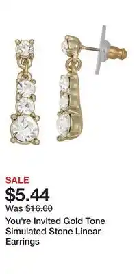 Kohl's You're Invited Gold Tone Simulated Stone Linear Earrings offer