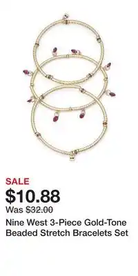 Kohl's Nine West 3-Piece Gold-Tone Beaded Stretch Bracelets Set offer