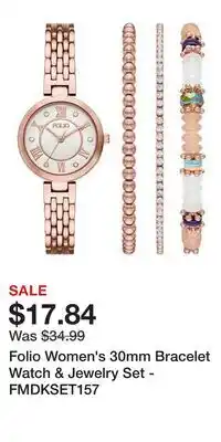 Kohl's Folio Women's 30mm Bracelet Watch & Jewelry Set - FMDKSET157 offer
