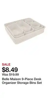 Kohl's Belle Maison 9-Piece Desk Organizer Storage Bins Set offer