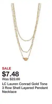 Kohl's LC Lauren Conrad Gold Tone 3 Row Shell Layered Pendant Necklace offer