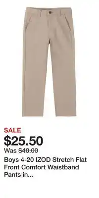 Kohl's Boys 4-20 IZOD Stretch Flat Front Comfort Waistband Pants in Regular, Slim & Husky offer