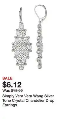Kohl's Simply Vera Vera Wang Silver Tone Crystal Chandelier Drop Earrings offer
