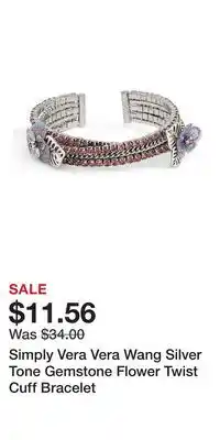 Kohl's Simply Vera Vera Wang Silver Tone Gemstone Flower Twist Cuff Bracelet offer
