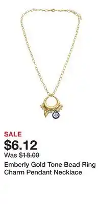 Kohl's Emberly Gold Tone Bead Ring Charm Pendant Necklace offer