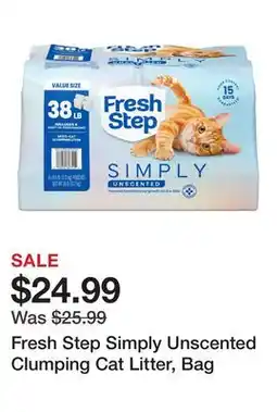 Petsmart Fresh Step Simply Unscented Clumping Cat Litter, Bag offer