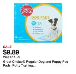 Petsmart Great Choice Regular Dog and Puppy Pee Pads, Potty Training, Unscented, 50 Count offer