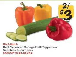 Winn Dixie Red, Yellow or Orange Bell Peppers or Seedless Cucumbers offer