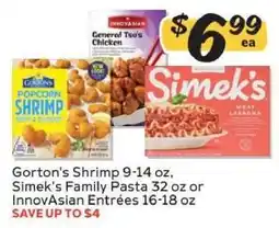 Winn Dixie Gorton's Shrimp, Simek's Family Pasta, InnovAsian Entrées offer