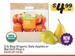 Winn Dixie 2 lb Bag Organic Gala Apples or Bartlett Pears offer