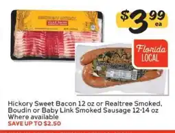 Winn Dixie Hickory Sweet Bacon or Realtree Smoked Sausage offer