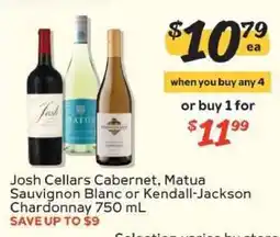 Winn Dixie Josh Cellars Cabernet, Matua Sauvignon Blanc or Kendall-Jackson Chardonnay offer