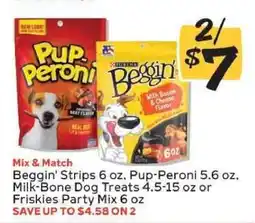 Winn Dixie Beggin' Strips, Pup-Peroni, Milk-Bone Dog Treats, Friskies Party Mix offer