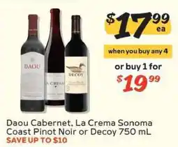 Winn Dixie Daou Cabernet, La Crema Sonoma Coast Pinot Noir or Decoy offer