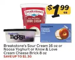 Winn Dixie Breakstone's Sour Cream 16 oz or Noosa Yoghurt or Know & Love Cream Cheese Brick 8 oz offer