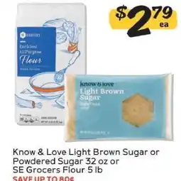 Winn Dixie Know & Love Light Brown Sugar or Powdered Sugar 32 oz or SE Grocers Flour 5 lb offer