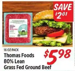 Rouses Thomas Foods 80% Lean Grass Fed Ground Beef offer