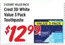 Rouses Crest 3D White Value 3 Pack Toothpaste offer