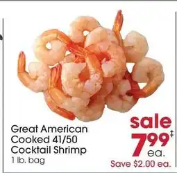 Giant Eagle Great American Cooked 41/50 Cocktail Shrimp offer