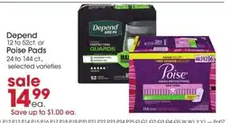 Giant Eagle Depend or Poise Pads offer