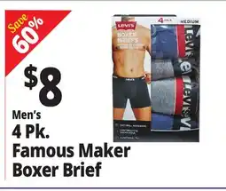 Ocean State Job Lot Men's 4 Pk. Famous Maker Boxer Brief offer