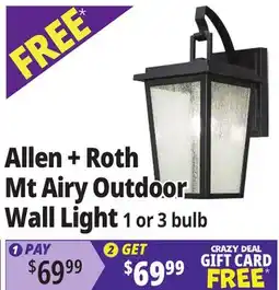 Ocean State Job Lot allen + roth Mt Airy 1-Light Outdoor Wall Light Black offer
