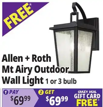 Ocean State Job Lot allen + roth Mt Airy 1-Light Outdoor Wall Light Black offer