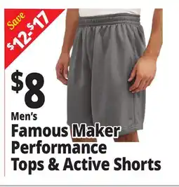 Ocean State Job Lot Men's Famous Maker Performance Tops & Active Shorts offer