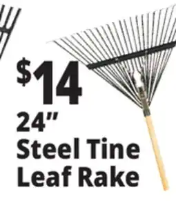 Ocean State Job Lot 24 Steel Tine Leaf Rake with Foam Grip Handle offer