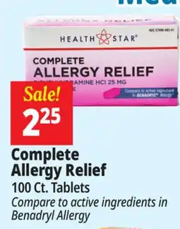 Ocean State Job Lot Health Star 25 mg Complete Allergy Relief 100 Tablets offer