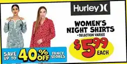 Ollie's Hurley WOMEN'S NIGHT SHIRTS offer