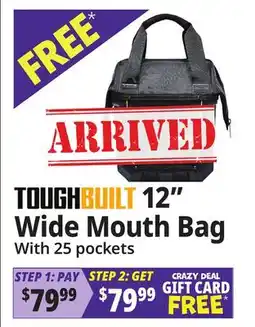 Ocean State Job Lot TOUGHBUILT 12 Wide Mouth Bag offer