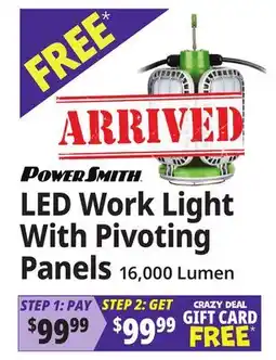 Ocean State Job Lot POWERSMITH LED Work Light With Pivoting Panels offer
